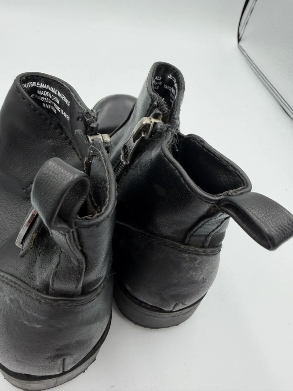 Cat & Jack Toddler Girls 10 Black Kids Ankle Zip Up Boots with Buckle Shoe